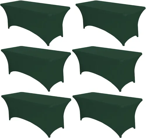 Miniatura 23 de PTC21B - Juego de 6 manteles elásticos de 6 pies, color negro, rectangular, ajustable, lavable, de elastano, para fiestas, bodas, cócteles