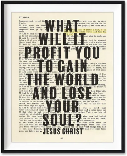 What Will It Profit You To Gain the World and Lose Your Soul, cita de Jesucristo, Marcos 8:36, impresión de arte cristiano, sin marco, arte de pared
