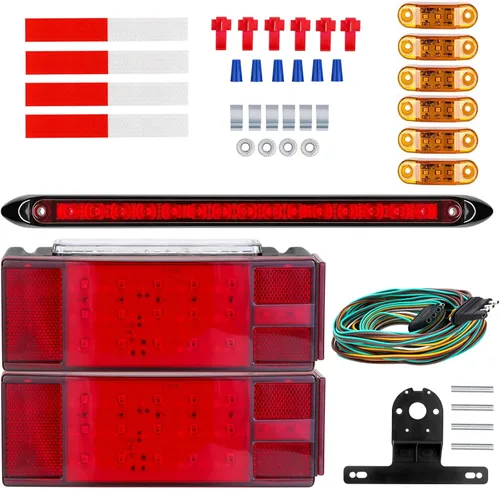 Miniatura 7 de Luces LED para remolque de barco, kit de luces LED sumergibles para remolque con arnés de cableado, luces traseras de parada combinadas, luces