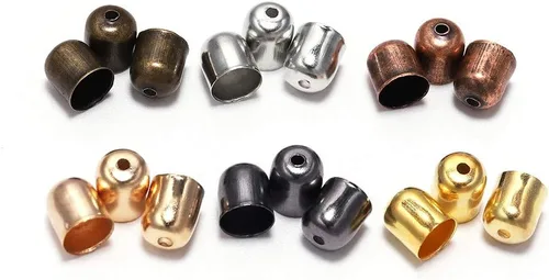 Miniatura 4 de Cordones de cuero con borlas, punta de extremo con hebilla, punta de extremo de fibra de gamuza de 0.31 a 0.47 pulgadas, tapas de cuentas de metal