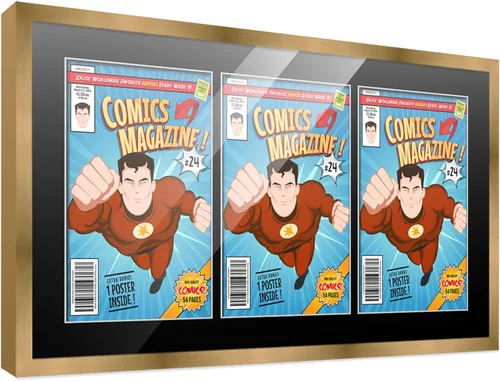 Miniatura 44 de Poster Palooza Marco de cómic con paspartú para 1 cómic de la Edad de Bronce publicado entre 1970 y 1985, marco de cómic negro para cómic de 7.25 x