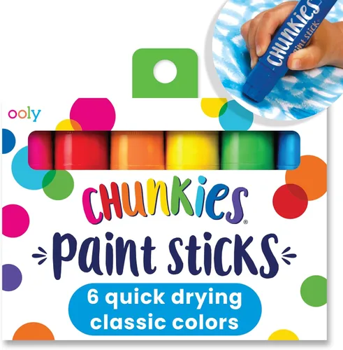 Ooly Chunkies - 6 barras de pintura sin desorden para niños, palitos de pintura de témpera de colores seguros para niños, sin ensuciar, suministros