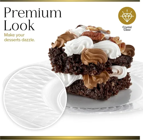 Miniatura 3 de Stock Your Home Platos de postre de plástico transparente de alta calidad, platos para aperitivos, postres y fiestas de 6 pulgadas (100 unidades)