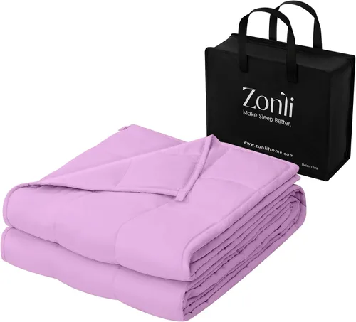 Miniatura 24 de ZonLi Manta pesada para adultos (48 x 72 pulgadas, 12 libras, verde oscuro) manta pesada de enfriamiento de alta transpirabilidad, material suave