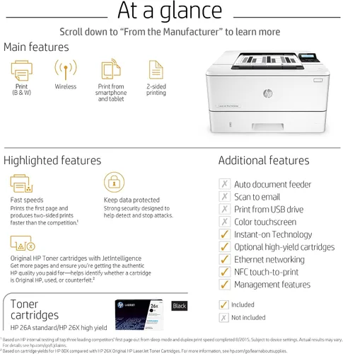 Miniatura 6 de HP LaserJet Pro M402dw Impresora láser inalámbrica con impresión de doble cara, lista para reabastecimiento de Amazon Dash (C5F95A)