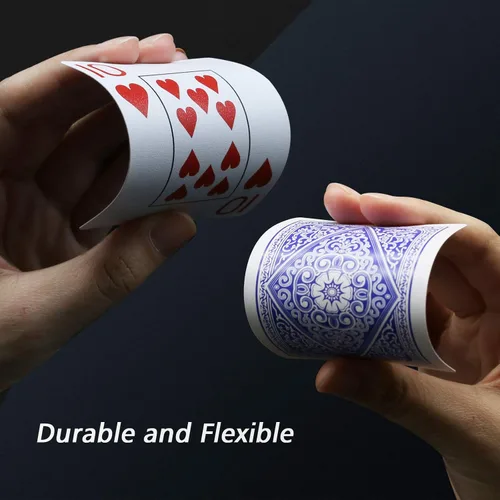 Miniatura 2 de INTEGEAR Juego de cartas de 2 barajas de póquer de plástico impermeable para Texas Holdem Poker Go Fish y más juegos de cartas, índice jumbo de 2.5