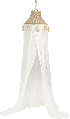 Miniatura 3 de Toldo Macramé de Algodón Blanco con Borlas
