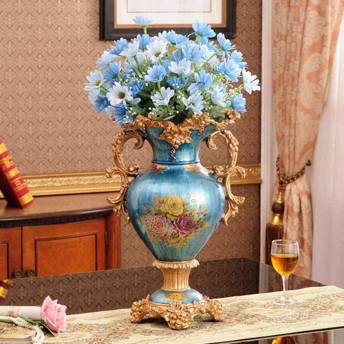 Miniatura 4 de Floreros grandes de resina retro de estilo europeo para sala de estar, comedor, centro de mesa, dormitorio, oficina, hotel, decoración del hogar