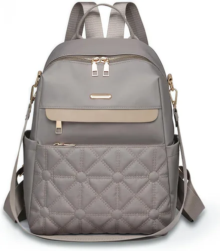 Miniatura 9 de Bolso tipo mochila para mujer, impermeable, Oxford, casual, bolso de mano de moda con múltiples bolsillos para el trabajo, viajes, uso diario (beige)