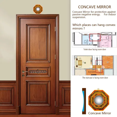 Miniatura 3 de Feng Shui - Espejo cóncavo de bagua de 4 pulgadas, juego de 2, un espejo cóncavo para protección contra la energía negativa pasiva y un espejo