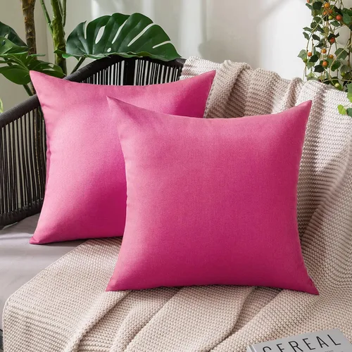 Miniatura 47 de MIULEE Paquete de 2 fundas decorativas para almohadas de exterior, sólidas, impermeables, de lino sintético, estilo granja de jardín, fundas de Óxido