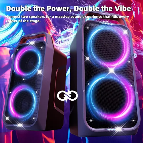Miniatura 7 de Foxdawn Altavoz Bluetooth para fiestas: 240 W pico de sonido fuerte, graves profundos, tiempo de reproducción de 15 horas, carga rápida, IPX4