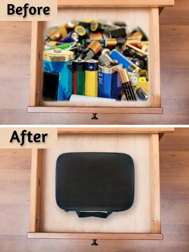 Miniatura 6 de Bolsa organizadora de baterías, caja de almacenamiento segura, ordenada, a prueba de golpes, dura, portátil, con capacidad para 40 pilas AA y AAA