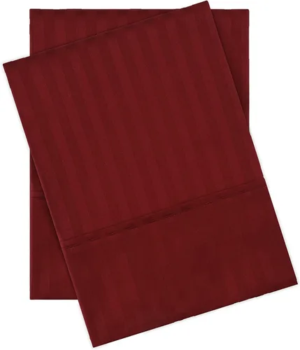 Miniatura 13 de Superior Par de fundas de almohada de algodón peinado suave, rayas de satén, estándar, color dorado