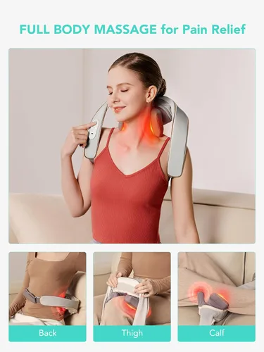 Miniatura 6 de SKG Masajeador de cuello 2025 para aliviar el dolor, tejido profundo 6D amasado con calor, masaje inalámbrico de cuello y hombros, regalo de San
