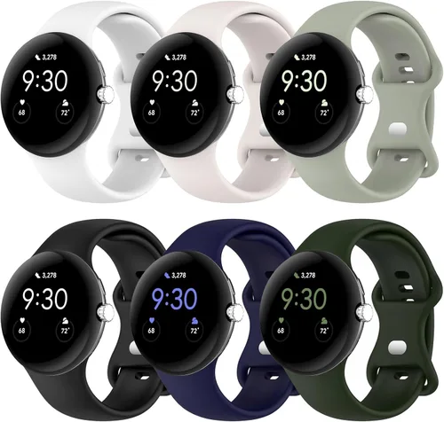 Miniatura 29 de Correa Compatible con Google Pixel Watch 1/2/3/4 (41mm), Pulsera de Reemplazo de Silicona Suave Deportiva para Google Pixel Watch 41mm Negro