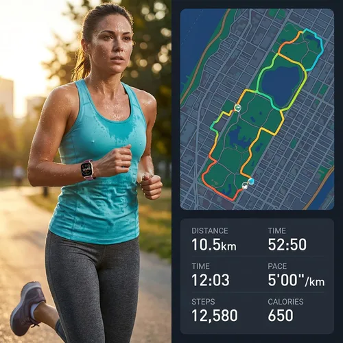 Miniatura 2 de AMOLED - Reloj inteligente con GPS para correr, 164.0 ft, impermeable, rastrea los pasos del sueño, frecuencia cardíaca, oxígeno, batería de larga