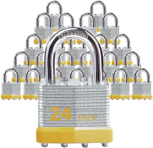 Miniatura 12 de Candados con llave de acero laminado con llave igual, candados a granel, candados de grillete normales, paquete de 6 para cerrojo, cobertizos