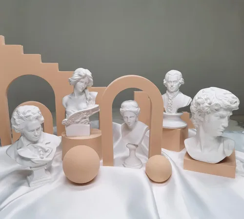 Miniatura 7 de Estatua de David de Yahu Lando, busto griego, estatua de cabeza de busto para decoración del hogar romano, decoración de mesa de café blanca