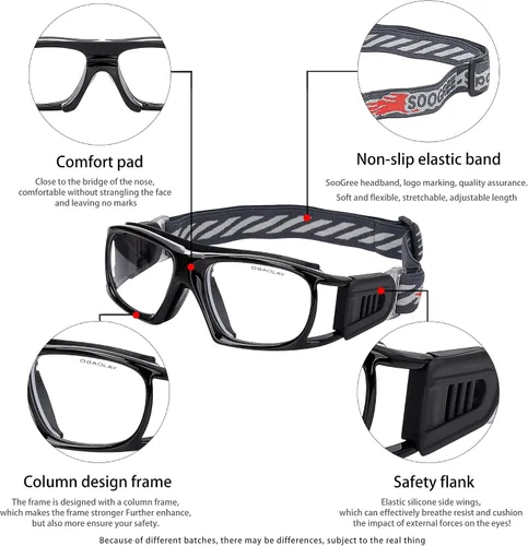 Miniatura 3 de SooGree Gafas deportivas para baloncesto, fútbol, fútbol, gafas protectoras de seguridad, gafas de raquetbol para adultos, lentes reemplazables
