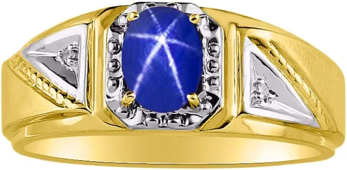Rylos Anillos para hombre oro amarillo de 14 quilates clásicos de 0276 x 0197in piedras preciosas ovaladas y auténticas brillantes de diamante