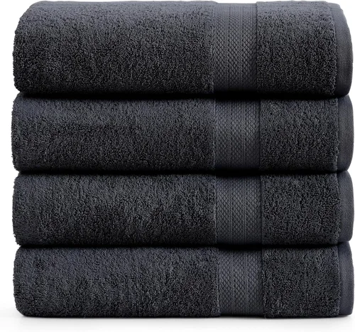 Miniatura 44 de Lane Linen Paquete de 4 toallas de baño 100 % algodón (35 x 66 pulgadas), hilado en anillo, extra grandes, secado rápido, suaves, de poca pelusa