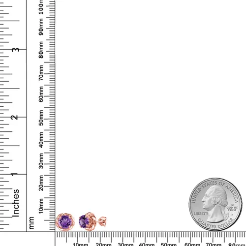 Miniatura 439 de Gem Stone King Aretes de plata de ley 925 de 0.236 in con piedra natal redonda para mujer