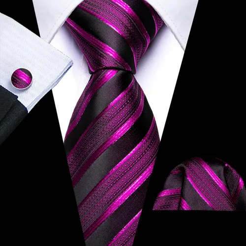 Miniatura 310 de Barry.Wang Juego de corbatas para hombre, corbata de seda a rayas, tejido a cuadros, gemelos formales, negocios, boda
