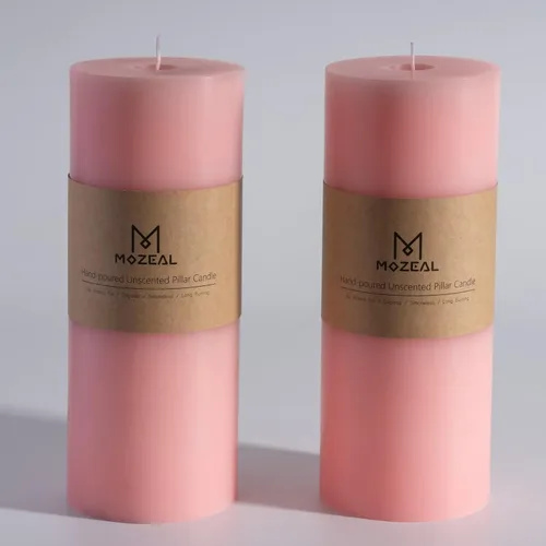 Miniatura 105 de MOZEAL Velas grandes sin perfume vertidas a mano de 3 x 8 pulgadas, sin humo, juego de 2, combustión lenta, sin goteo, aproximadamente 150 horas