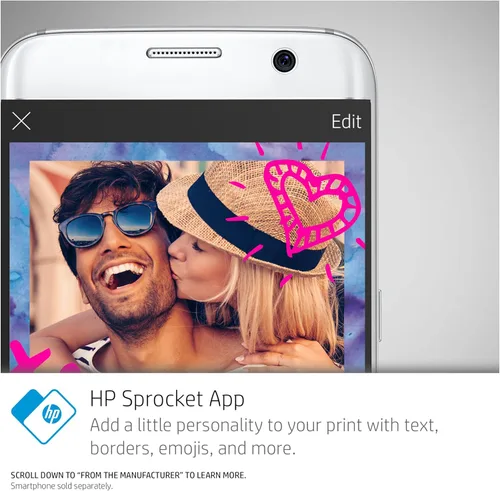 Miniatura 4 de Impresora de fotografías portátil HP Sprocket (negra), con papel fotográfico adhesivo Zink, Negro