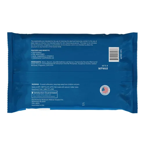 Miniatura 6 de McKesson toallitas de paño para adultos, perfumadas (paquete de 12, 576 toallitas) Paños desechables para el cuerpo - Fórmula sin enjuague con tapa