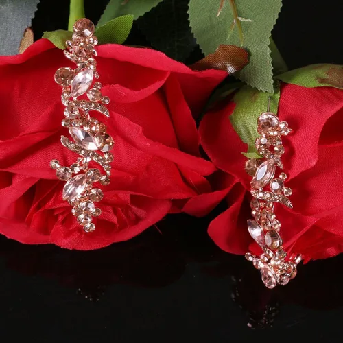 Miniatura 2 de NLCAC - Aretes para mujer, de cristal, largos, forma de pera, lágrima estrás, para novia, boda