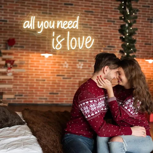 Miniatura 2 de Letrero de neón con texto en inglés «All You Need Is Love» de neón para boda, alimentado por USB, tres luces ajustables «All You Need Is Love»