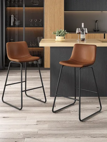 Miniatura 49 de Bar Stools Set of 2, 26 Inches Counter Height Bar Stools with Back, Modern Faux Leather Barstools with Metal Legs and Footrest, Bar Chairs for