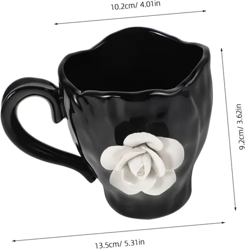 Miniatura 2 de Cabilock Bonita taza de café de cerámica floral con asa, taza de té de viaje irregular para mujer, diseño para té de tarde, Navidad y uso diario