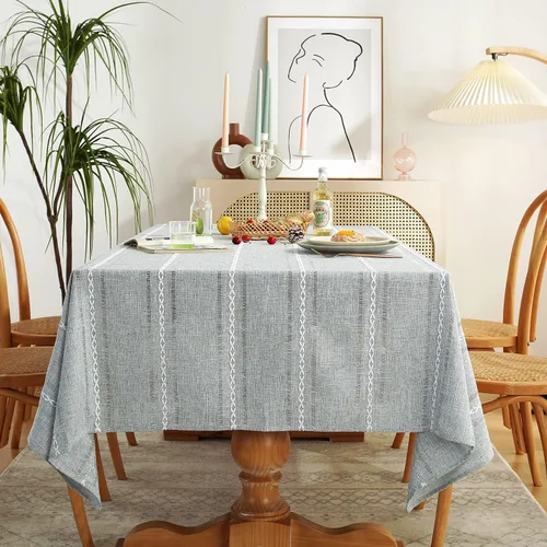 Miniatura 9 de Chassic Mantel de lino estilo granja de 60 x 104 pulgadas, estilo bohemio, de 6 pies, resistente a las arrugas, lavable, mantel rectangular
