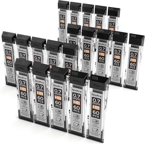 Miniatura 11 de Nicpro 600 repuestos de plomo de 0.020 in HB #2 resistentes a roturas para lápices mecánicos de 0.020 in, paquete de 60 por tubo, 10 tubos