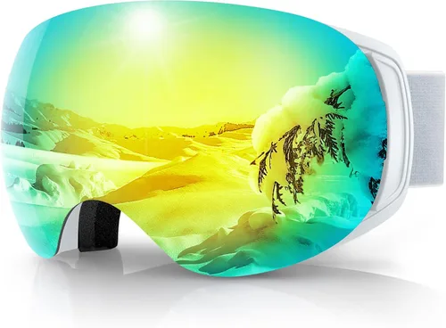 Miniatura 11 de findway Gafas de esquí OTG para mujeres, hombres, adultos, jóvenes - Sobre gafas, gafas de nieve - Lente intercambiable, gafas de snowboard antivaho