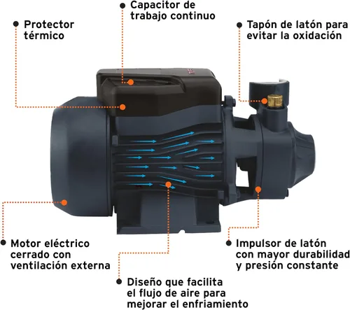 Miniatura 4 de Bomba periférica agua eléctrica 1HP