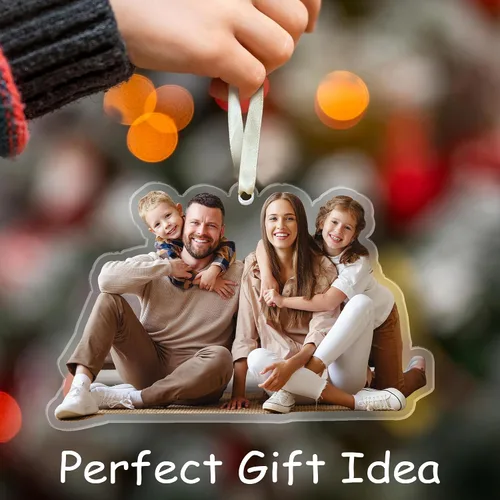 Miniatura 5 de Adorno de Navidad personalizado de acrílico con foto personalizada 2025 - Adorno de Navidad con forma personalizada, idea para las festividades
