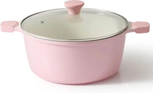 Miniatura 16 de SENSARTE Olla de cerámica antiadherente con tapa, olla de cocción de inducción de 4.5 cuartos de galón con tapa de vidrio templado, olla