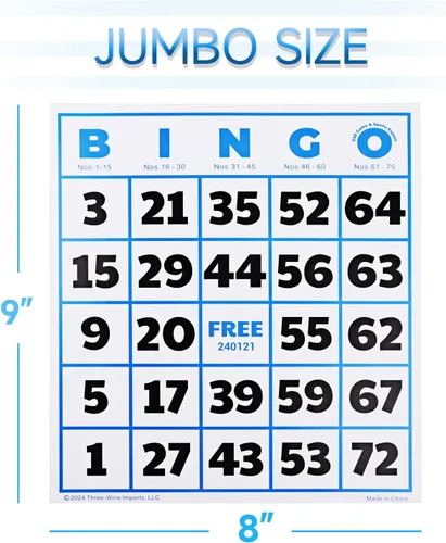 Miniatura 2 de GSE Games & Sports Expert Paquete de 50 tarjetas de bingo multicolor jumbo, números de fuente grandes, cartón de bingo reutilizable para grupos