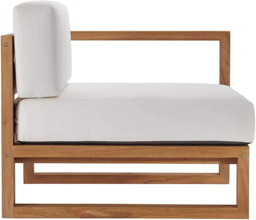 Miniatura 6 de Modway EEI-4256-NAT-WHI-SET Sofá biplaza seccional de 2 piezas de madera de teca para patio, color blanco natural