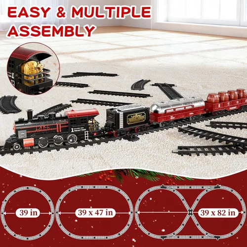 Miniatura 4 de NIPLOOOW Juego de tren para niños pequeños de 3 a 5 años, juguete de tren de aleación eléctrica con sonido realista, luces y humo para debajo