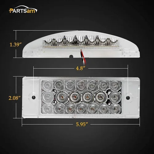 Miniatura 4 de Partsam 6 luces LED ámbar de 2 x 6 para remolque, con marcador lateral, 20 diodos con reflectores, lente transparente, impermeable, sellado, 12 V