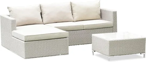 Miniatura 4 de East West Furniture ACL3S03A - Juego de muebles de patio de 3 piezas, juego de sofá modular para exteriores contiene una mesa de té de mimbre