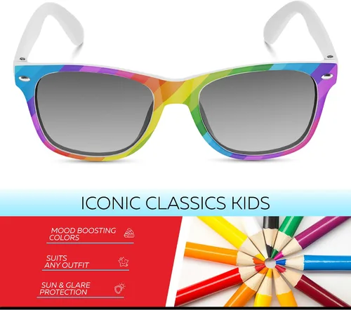 Miniatura 130 de Retro Rewind Lentes de sol para niños y niñas de 3 a 12 años, inastillables, UV400, lentes de sol para niños pequeños