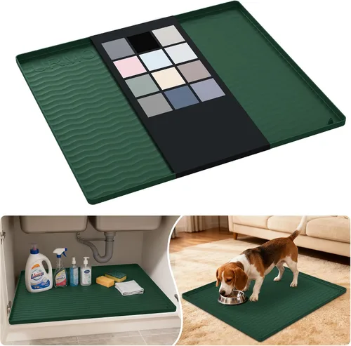 Miniatura 33 de URMONA Tapete de silicona impermeable para debajo del fregadero, 34 x 22 pulgadas, forro para estante de cocina y baño, protector de gabinetes