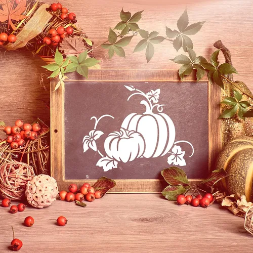 Miniatura 3 de Clabby 5 hojas de plantillas de Acción de Gracias y otoño para pintar en madera, plantillas reutilizables de calabaza de otoño grandes