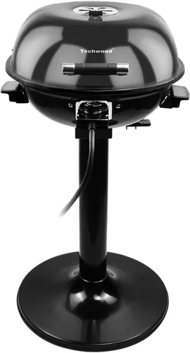 Techwood - Parrilla eléctrica de 1600W para interiores y exteriores, parrilla eléctrica para barbacoa, parrilla portátil extraíble de pie, negra